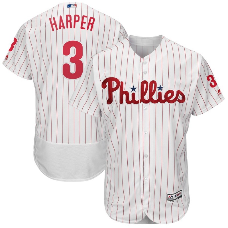 Men's Philadelphia Phillies #3 Bryce Harper Majestic White Flex Base Stitched MLB Jersey